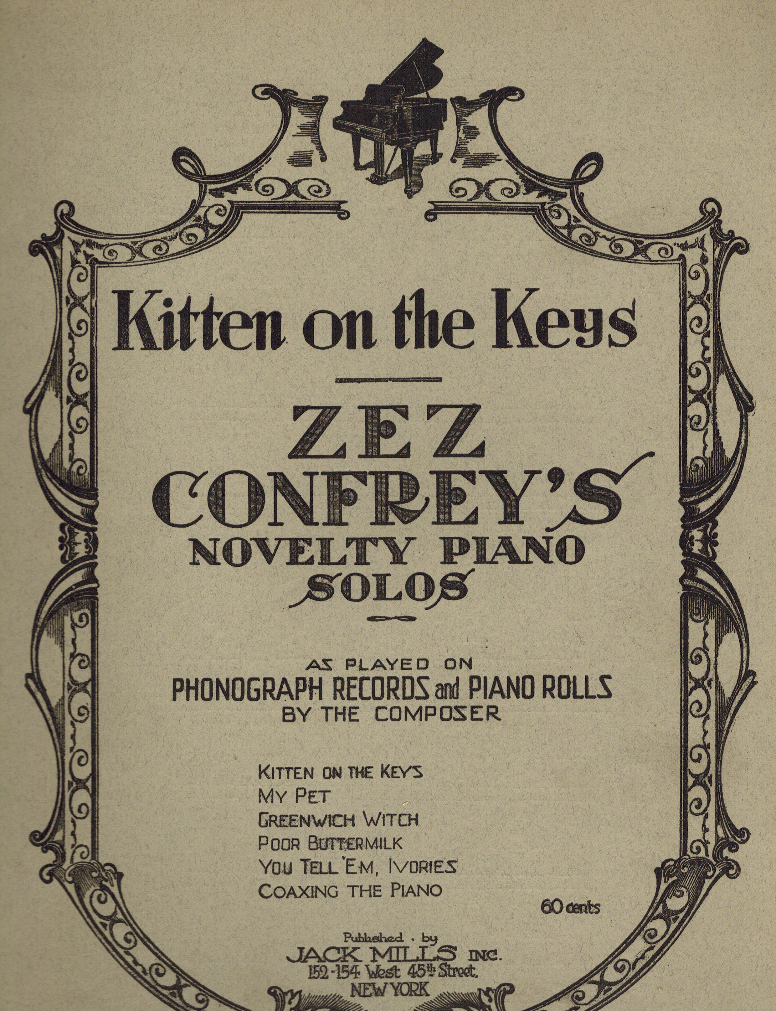 Kitten on the Keys Zez Confrey's Novelty Piano Solo - Vintage Sheet Music