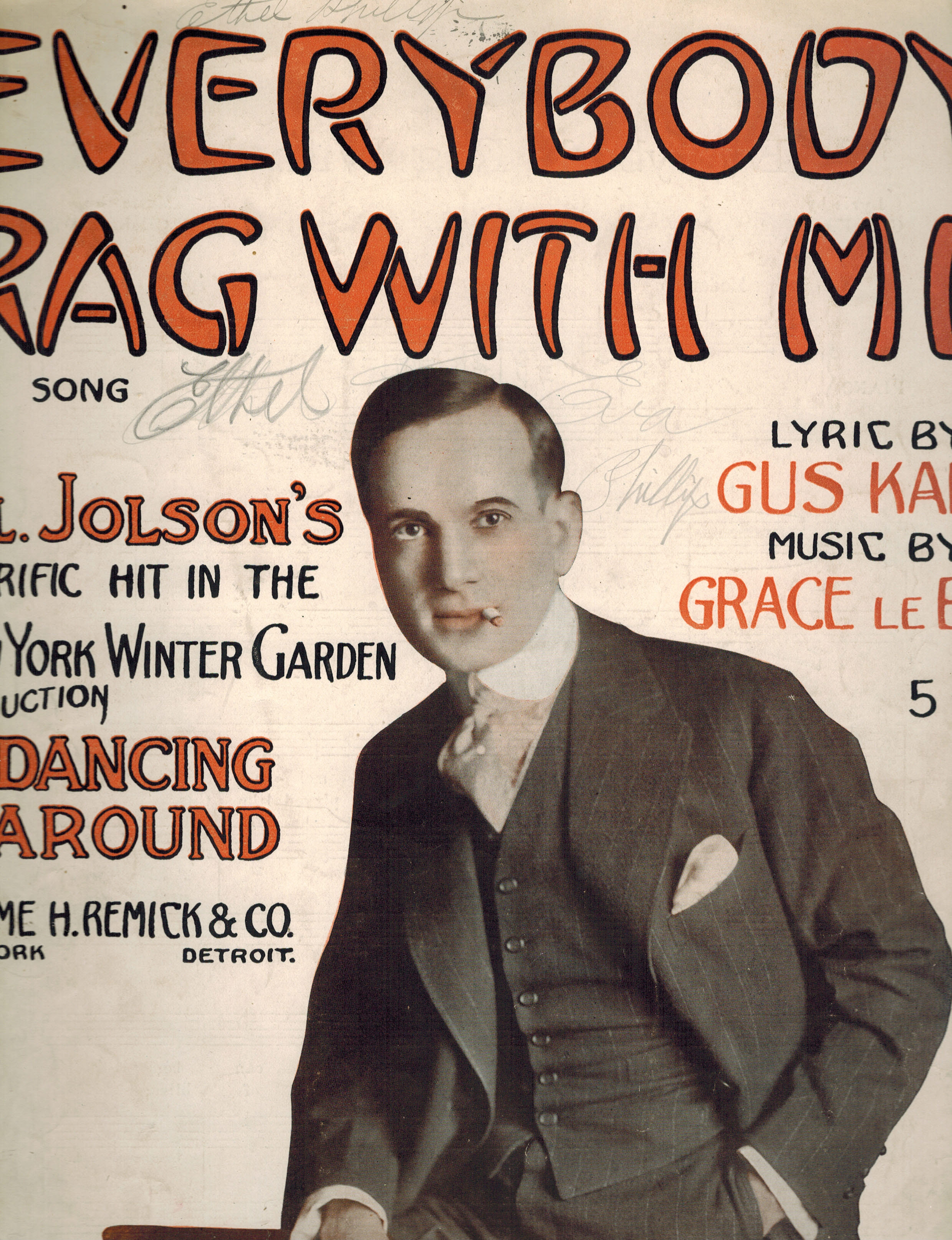 Image for Everybody Rag With Me Song from Dancing Around - Al Jolson Cover - Vintage Sheet Music Everybody Rag With Me Song from Dancing Around - Al Jolson Cover - Vintage Sheet Music