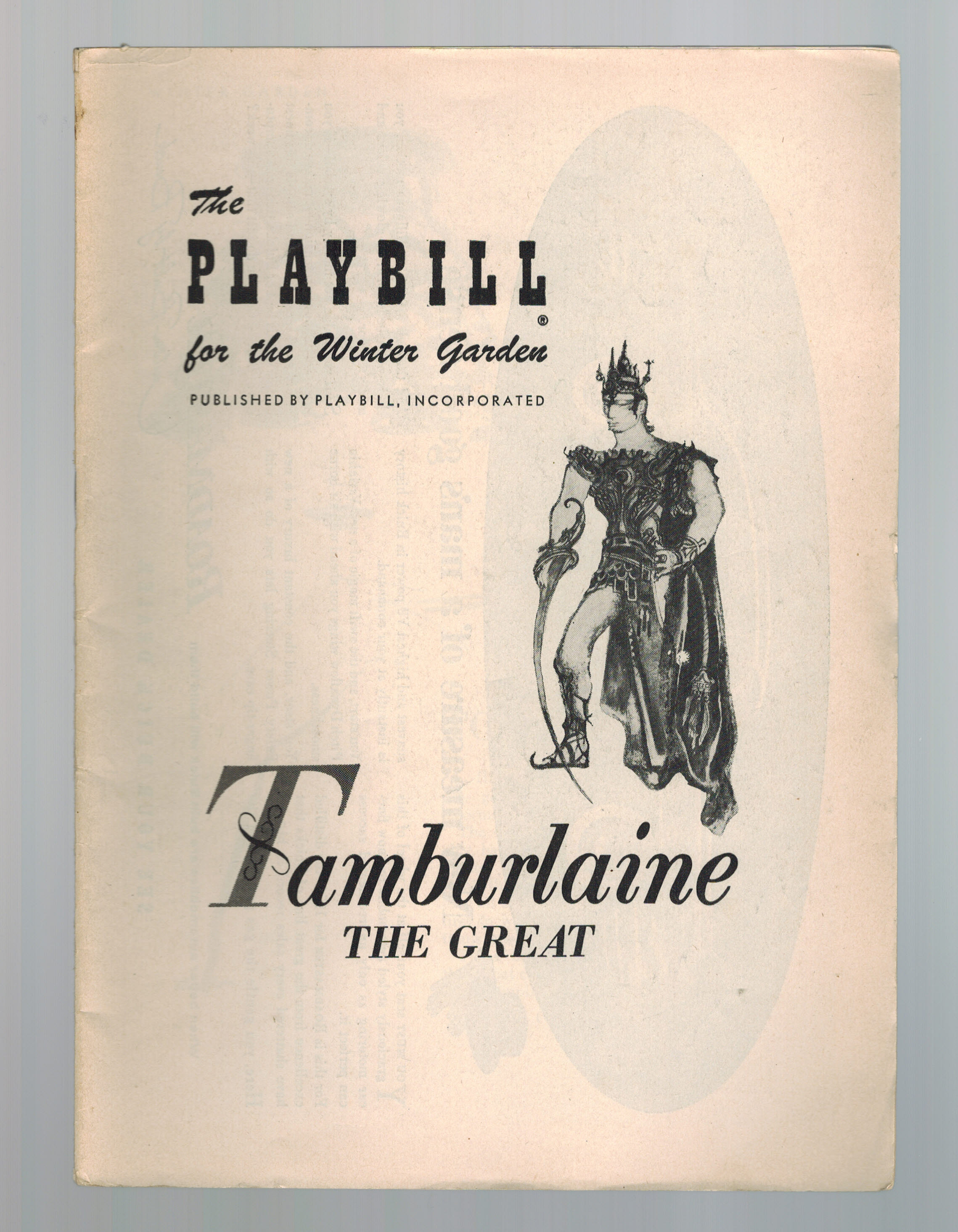 Image for The Playbill for the Winter Garden : Tamburlaine the Great - January 19, 1956 The Playbill for the Winter Garden : Tamburlaine the Great - January 19, 1956