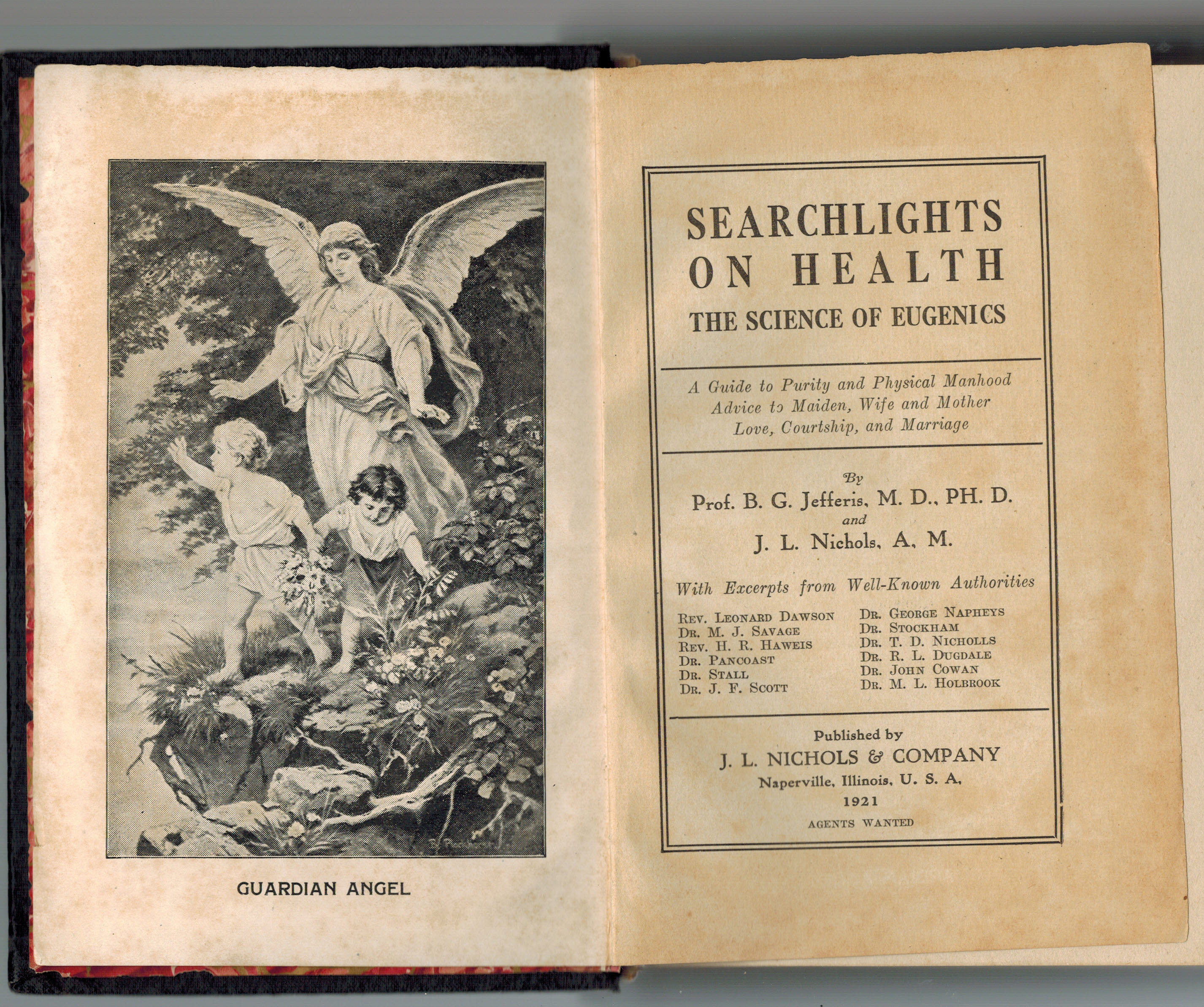 Searchlights on Health : The Science of Eugenics - A Guide to Purity and Physical Manhood Advice to Maiden, Wife and Mother Love Courtship and Marriage