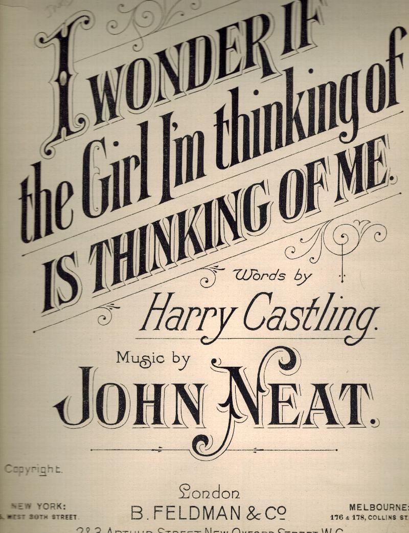 Image for I Wonder if the Girl I'm Thinking of is Thinking of Me - Vintage Sheet Music