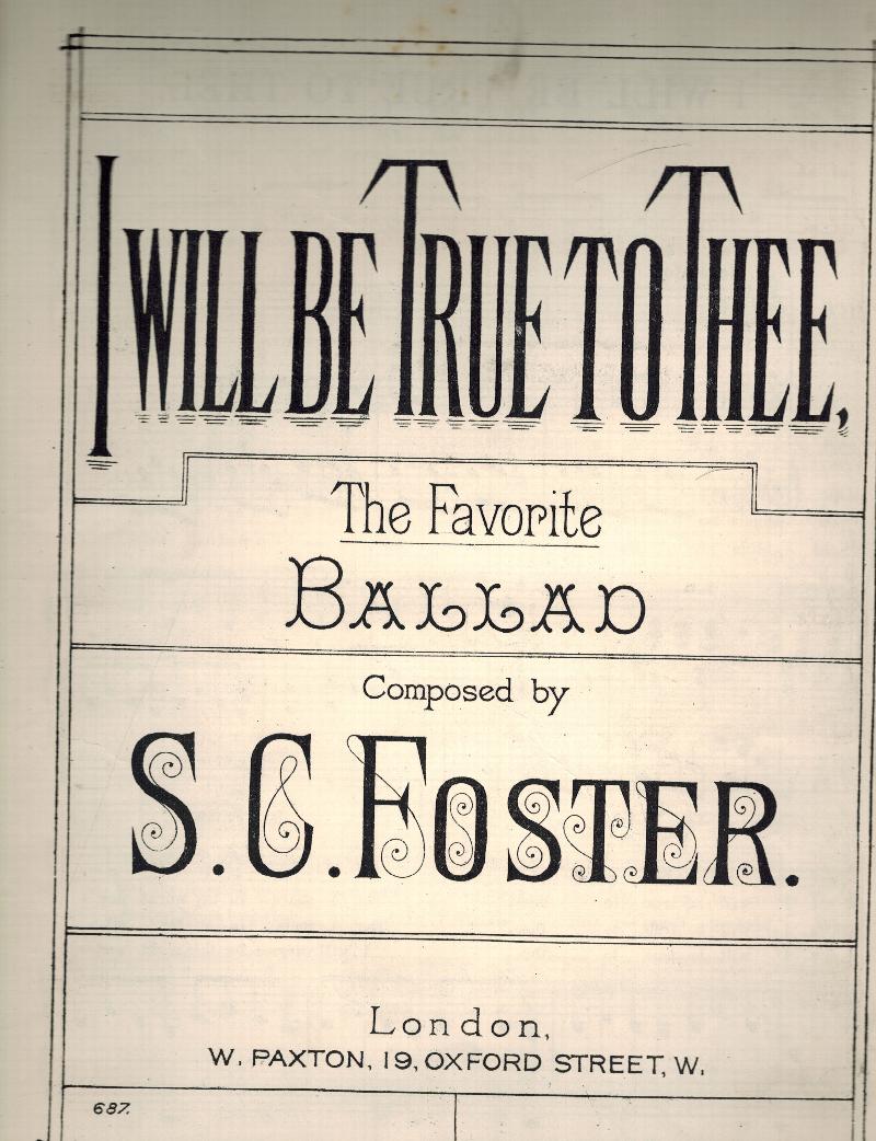 Image for I Will be True to Thee - Favorite Ballad  - Vintage Sheet Music
