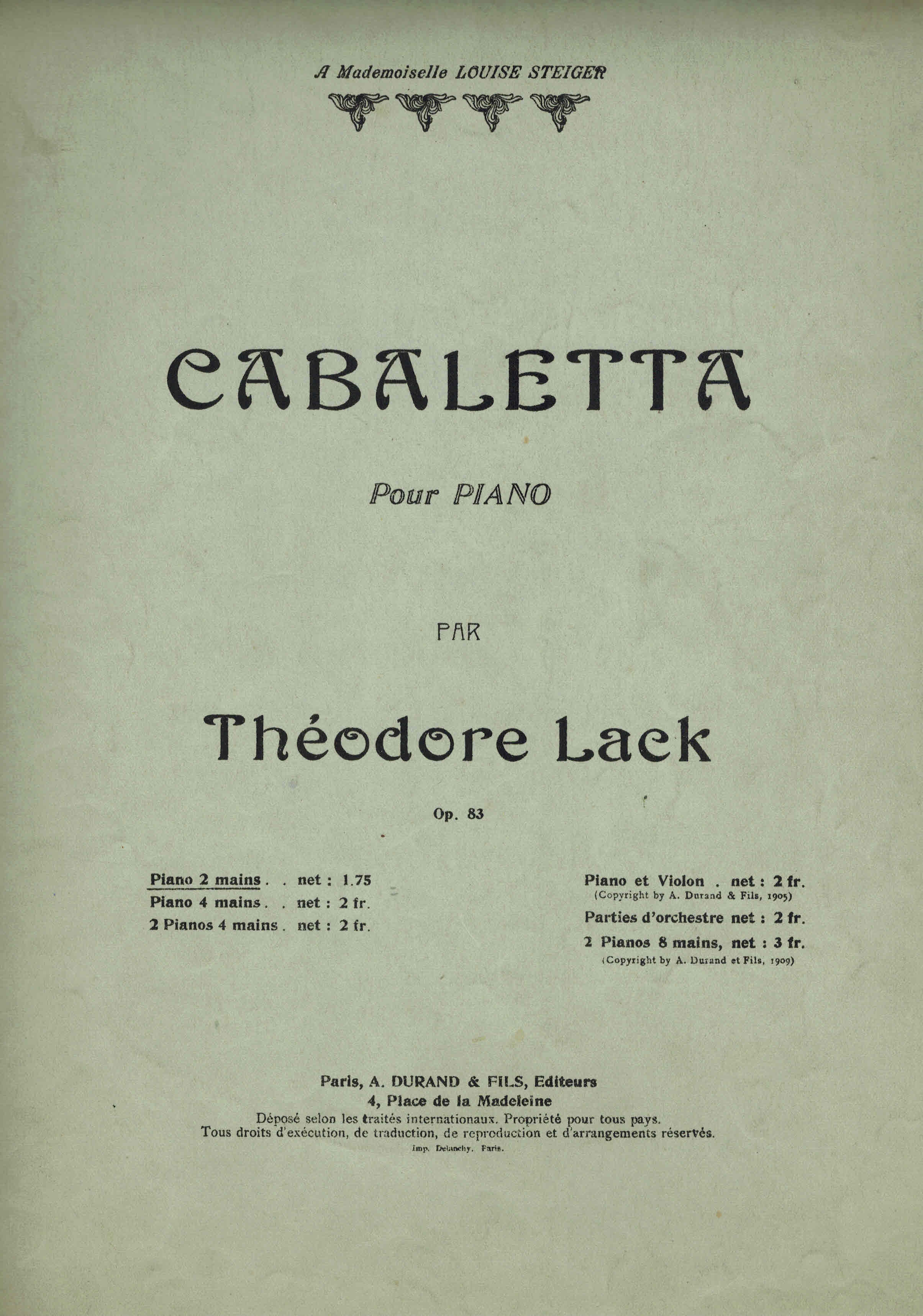 Image for Cabaletta - Vintage Sheet Music